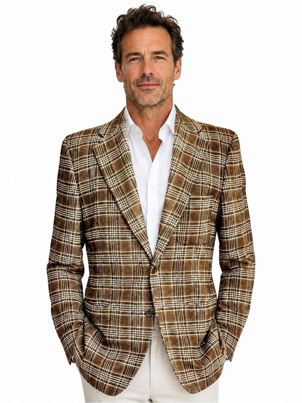 Joseph Abboud 100% Wool Brown Plaid Blazer | 40R | Classic Tailored Sport Coat - Picture 6 of 11